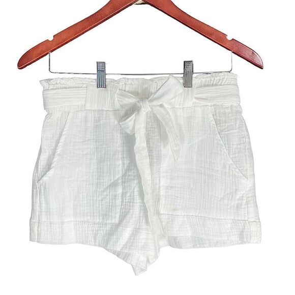 Indigo Rein Women’s Medium White Linen Style Belted Shorts Pockets - Picture 1 of 8